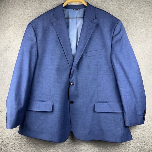 Oak Hill Jacket Perfect Fit Mens 54 Reg Blue Relaxer Micro Chevron Suit Blazer - Picture 2 of 15